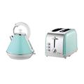 Matching Kitchen Set of Two items: Electric Kettle and Toaster in Light Blue, Pink or Mint Green (Mint green)