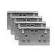4 x BG NBS22U3G Twin 13A Switch Socket with USB Outlets (Brushed Steel/Satin Chrome)