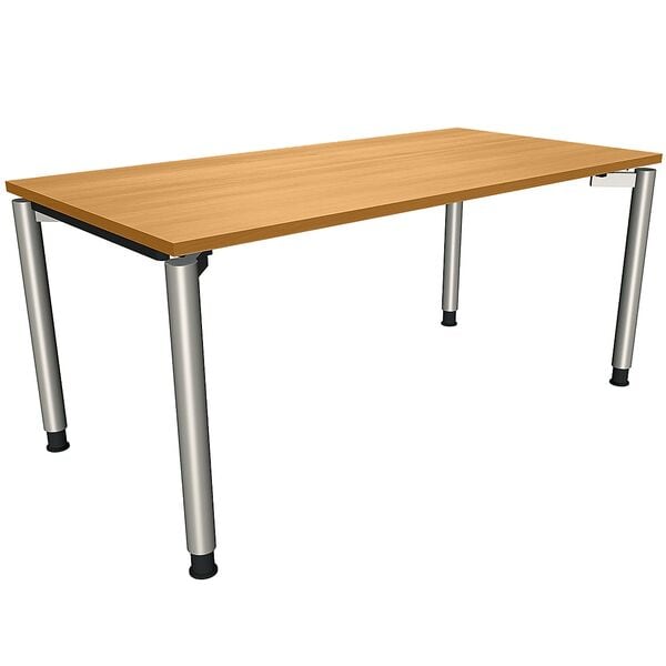 fm Büromöbel Manuell höhenverstellbarer Schreibtisch »Oldenburg« 160 cm 4-Fuß Rundrohr braun, 160x82x80 cm