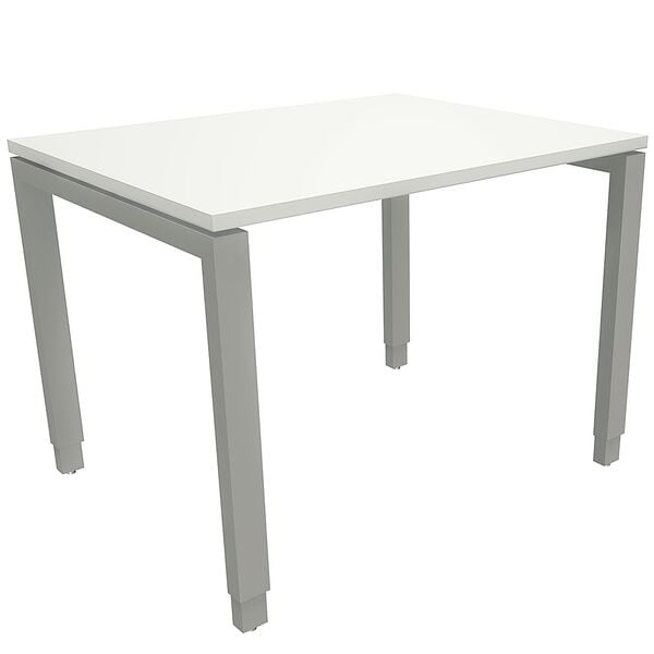 fm Büromöbel Manuell höhenverstellbarer Schreibtisch »Sidney« 100 cm 4-Fuß Rechteckrohr weiß, 100x85x80 cm Image