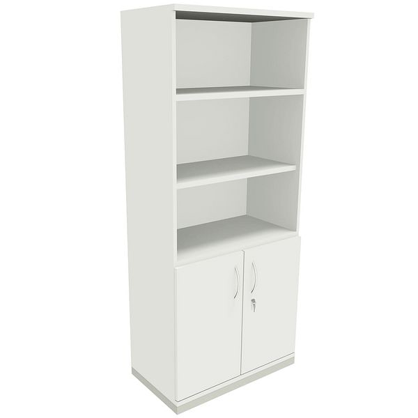 fm Büromöbel Kombischrank »Sidney« 5 OH 3 offene Fächer 2 Türen weiß, 80x186.9x44.2 cm