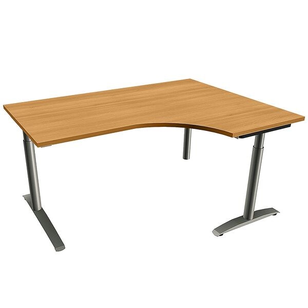 fm Büromöbel Winkelschreibtisch rechts »Oldenburg« 160 cm breit 65-85 cm hoch Rundrohr braun, 160x85x80 cm Image