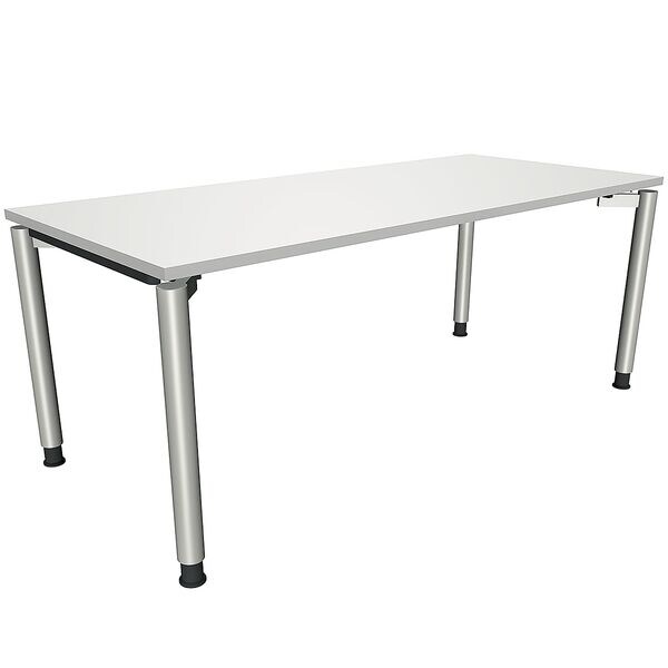 fm Büromöbel Manuell höhenverstellbarer Schreibtisch »Oldenburg« 180 cm 4-Fuß Rundrohr grau, 180x82x80 cm