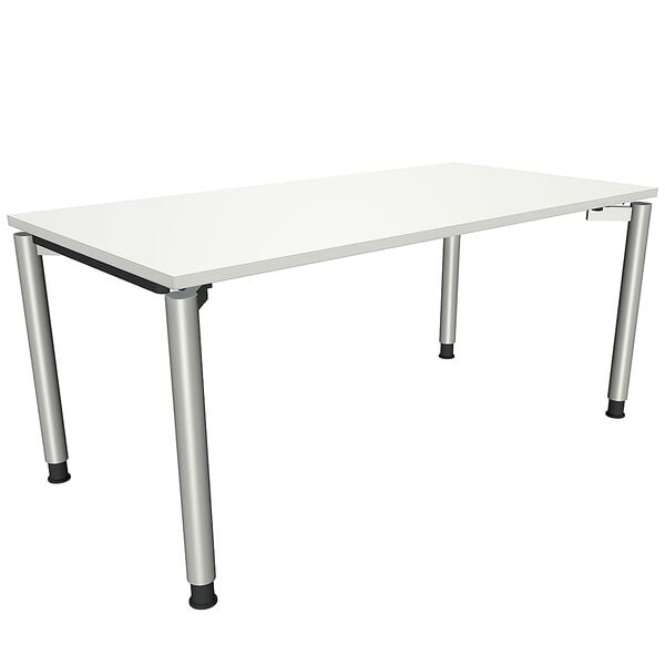 fm Büromöbel Manuell höhenverstellbarer Schreibtisch »Sidney« 160 cm 4-Fuß Rundrohr weiß, 160x82x80 cm
