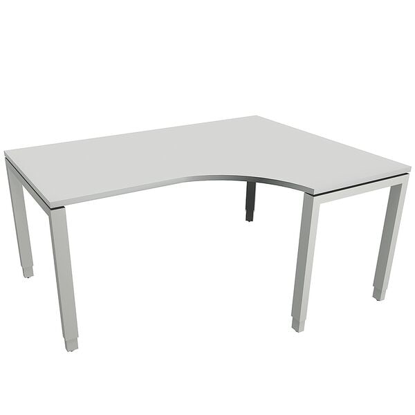 fm Büromöbel Manuell höhenverstellbarer Winkelschreibtisch rechts »Sidney« 160 cm 4-Fuß Recht grau, 160x85x80 cm