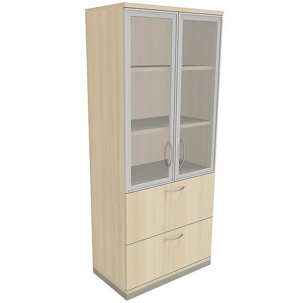 fm Büromöbel Kombischrank »Sidney« 5 OH 2 Hängeregister 2 Acrylglastüren braun, 80x186.9x44.2 cm