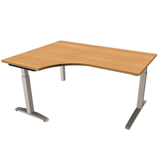 fm Büromöbel Winkelschreibtisch links »Oldenburg« 160 cm breit 65-85 cm hoch Quadratrohr braun, 160x85x80 cm