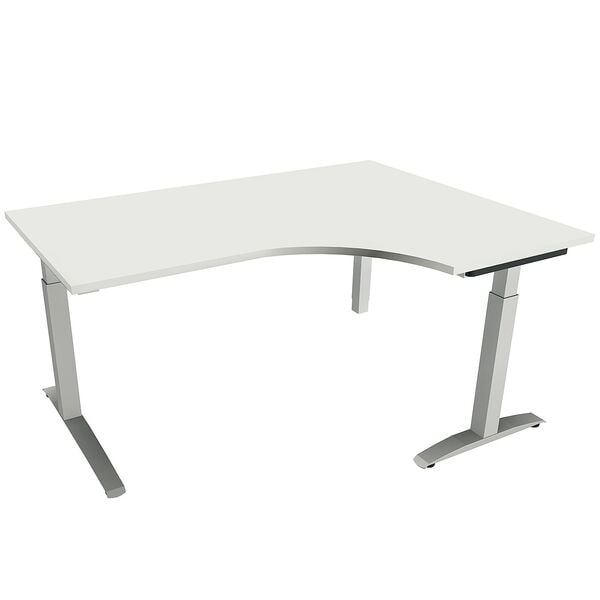 fm Büromöbel Winkelschreibtisch rechts »Oldenburg« 160 cm breit 65-85 cm hoch weiß, 160x85x80 cm Image