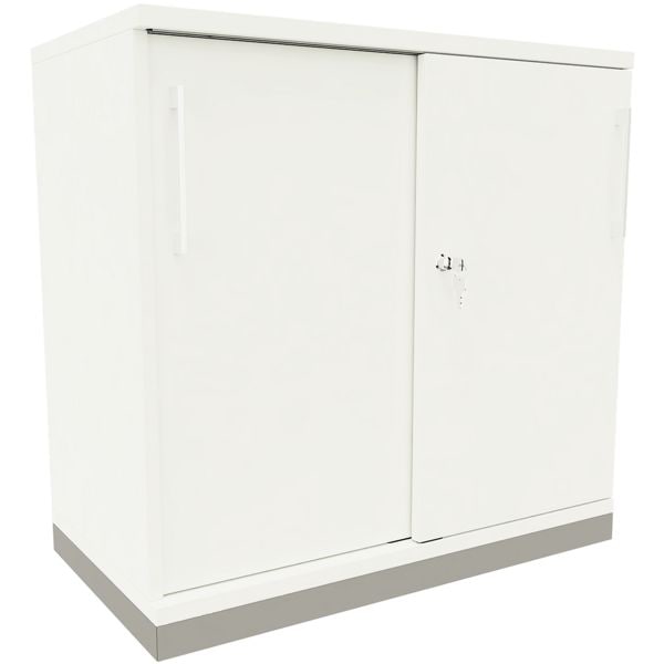 fm Büromöbel Schiebetürenschrank »Oldenburg« 2 OH 80 cm weiß, 80x78.1x44.2 cm