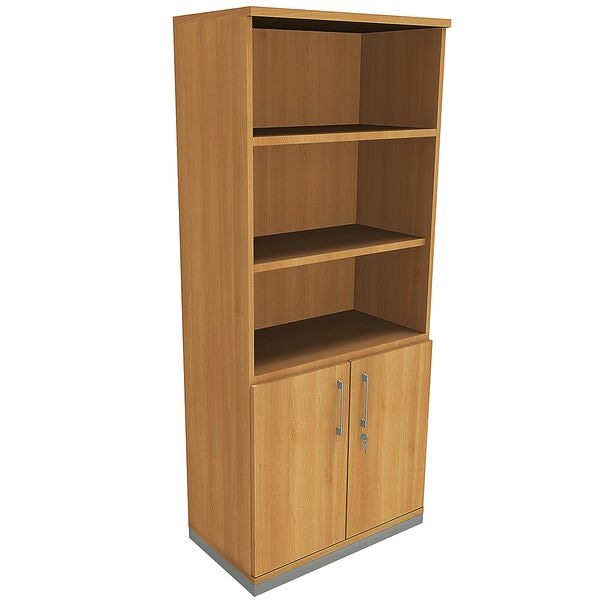 fm Büromöbel Kombischrank »Oldenburg« 5 OH 3 offene Fächer 2 Türen braun, 80x186.9x44.2 cm Image