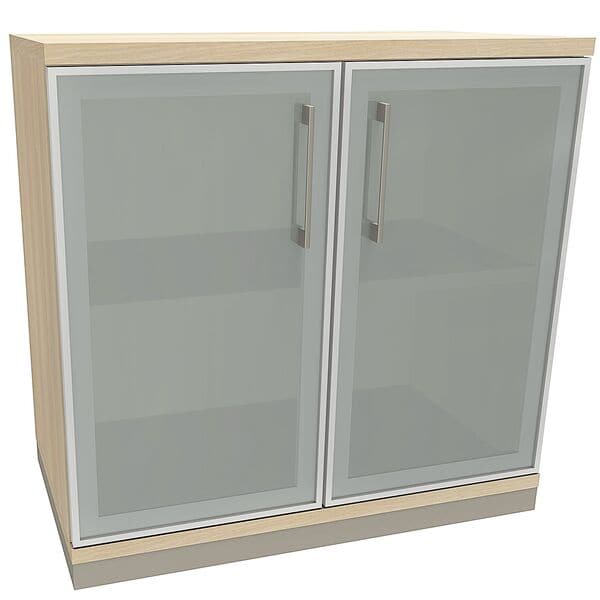 fm Büromöbel Aktenschrank »Oldenburg« 2 OH satinierte Acrylglastüren braun, 80x78.1x44.2 cm