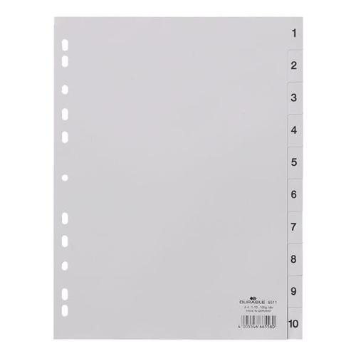 Kunststoffregister 1-10 A4 grau, Durable, 22.8×29.7 cm