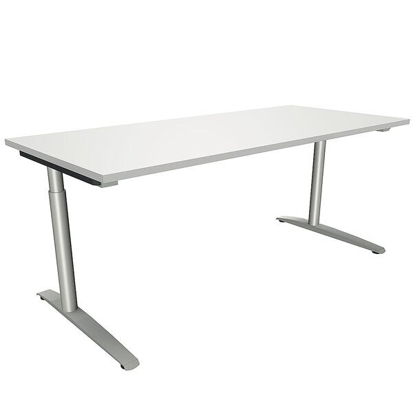 fm Büromöbel Manuell höhenverstellbarer Schreibtisch »Oldenburg« 180 cm C-Fuß Rundrohr grau, 180x85x80 cm Image