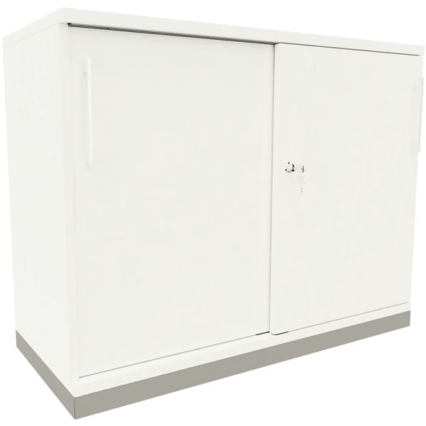 fm Büromöbel Schiebetürenschrank »Oldenburg« 2 OH 100 cm weiß, 100x78.1x44.2 cm Image