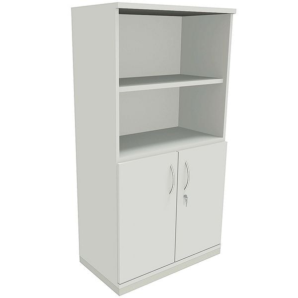 fm Büromöbel Kombischrank »Sidney« 4 OH 2 offene Fächer 2 Türen grau, 80x151.7x44.2 cm