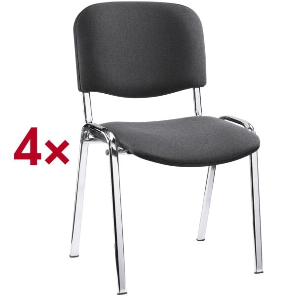 Nowy Styl 4er-Set Stapelstühle »ISO 4L« chromfarbenes Gestell grau, 48x45 cm
