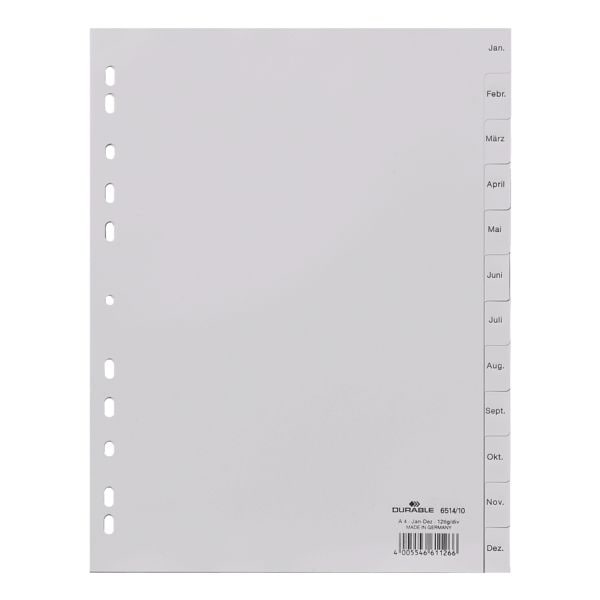 Durable Kunststoffregister Jan.-Dez. A4 grau, 22.8x29.7 cm Image