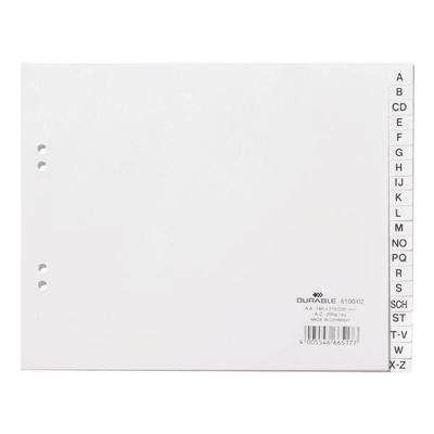 Kunststoffregister A-Z 20-teilig halb A4 weiß weiß, Durable, 22.8 cm