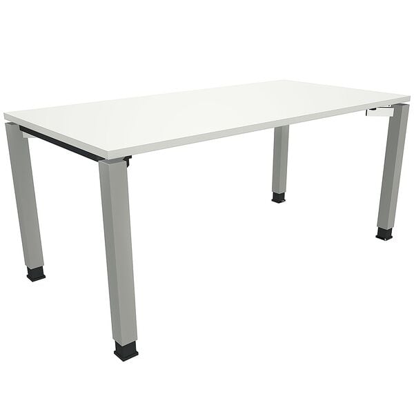 fm Büromöbel Manuell höhenverstellbarer Schreibtisch »Sidney« 160 cm 4-Fuß Quadratrohr weiß, 160x82x80 cm