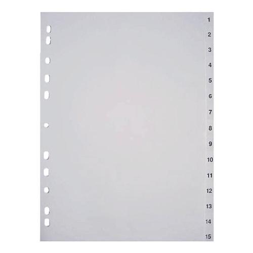 Kunststoffregister 1-15 A4 grau grau, OTTO Office, 22.5×29.7 cm