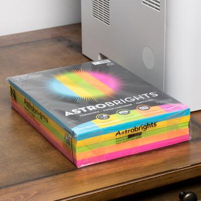 Astrobrights 99904 8 1/2" x 11" Bright Assorted Pack of 65 lb. Smooth Color Paper Cardstock - 250 Sheets