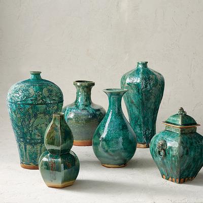 Emerald Textured Dragon Vase - F...