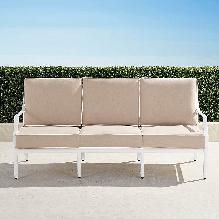 Grayson Sofa with Cushions in White Aluminum - Standard, Air Blue - Frontgate