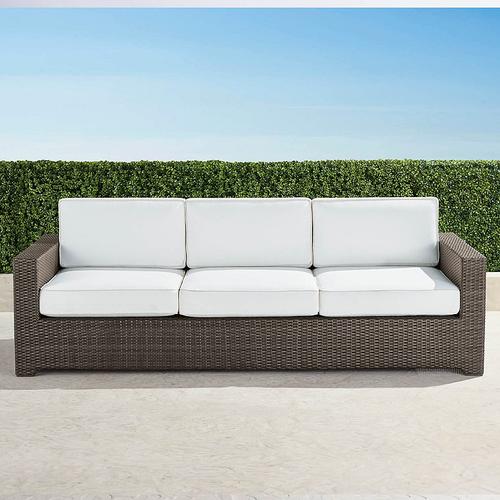 Palermo Sofa in Bronze Wicker - Sunbrella Rain, Rain Cobalt - Frontgate