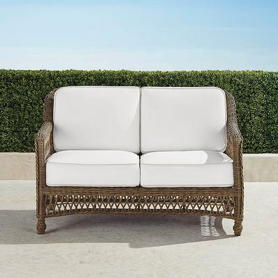 Hampton Loveseat in Driftwood Wicker - Standard, Sailcloth Indigo - Frontgate