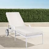 Grayson Chaise Lounge with Cushions in White Finish - Performance Rumor Snow - Frontgate