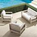 St. Kitts 3-pc. Loveseat Set in Weathered Teak - Loveseat with Two Lounge Chairs, Rumor Snow, Lounge Chairs in Rumor Snow - Frontgate
