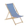 Harbour Housewares 1x Blue/White Stripe Wooden Deck Chair Traditional FSC Wood Folding Adjustable Garden/Beach Sun Lounger Recliner