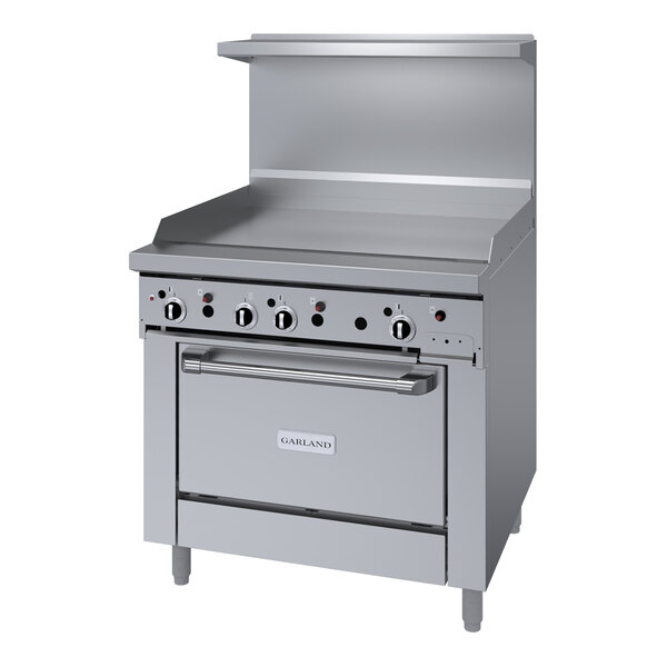 Garland GFE36-G36R Liquid Propane 36" Range with Flame Failure Protection and Electric Spark Ignition, 36" Griddle, and Standard Oven - 120V, 86,000 BTU