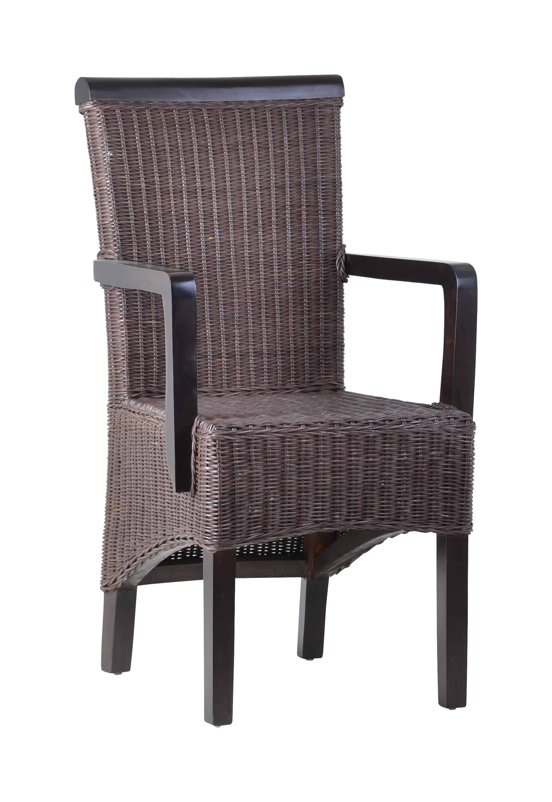 MiaMöbel Rattan Armlehnstuhl 'Larissa' braun Massivholz, Rattan Mango Modern Image