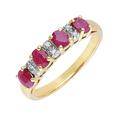 Ivy Gems 9ct Yellow Gold Ruby and Diamond Half Eternity Ring - Size K