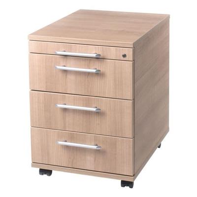 HAMMERBACHER Rollcontainer »O-Line« 1 Utensilo, 3 Schübe mit klassischen Schubladen braun, 42.8x59x58 cm