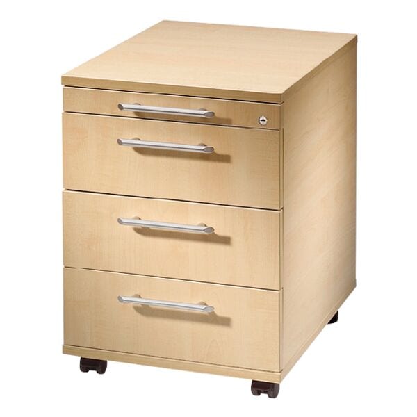 HAMMERBACHER Rollcontainer »O-Line« 1 Utensilo, 3 Schübe mit klassischen Schubladen braun, 42.8x59x58 cm Image