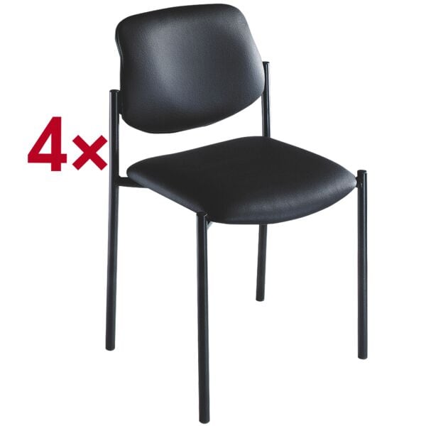 Nowy Styl 4er-Set Stapelstuhl »Quad« Leder schwarz, 45x47 cm