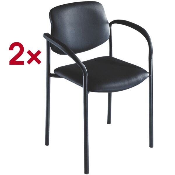 Nowy Styl 2er-Set Stapelstühle »Styl« - Leder - schwarz schwarz, 45x47 cm