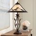 Franklin Iron Works Feuille Metal Leaf and Vine Mica Shade Table Lamp