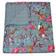 The Ethnic Crafts Grey Kantha Quilt, Indian Kantha Blanket, Queen Quilt, Bird Print Kantha Throw, Handmade Kantha Embroidered Bedspread,