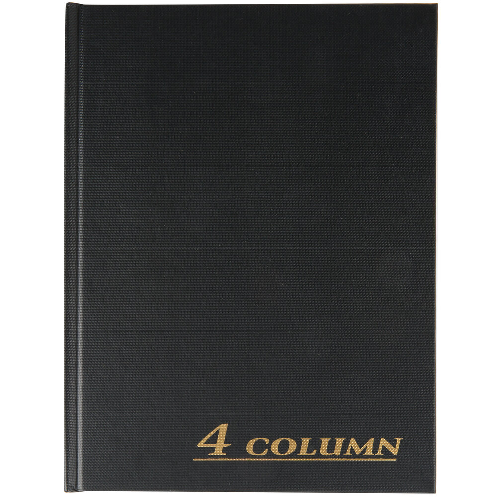 "Adams ARB8004M 7"" x 9 1/4"" Black Four Column 80-Page Account Book"