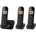 Panasonic KX-TGC41 Digital Cordless Phone with Nuisance Call Blocker, speakerphone and call waiting - Black (Pack of 3)