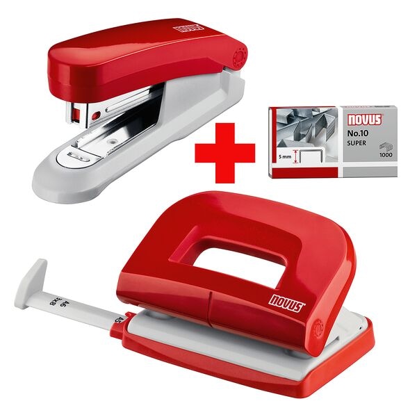 Novus Locher-Tacker-Büroset »Evolution Twin Set fresh« rot Image
