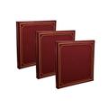 ARPAN 3 x Extra - Large 32x26cm Self Adhesive Photo Album Totaling 72/Sheets 144/Sides Padded Leather Cover Post bound (Red/Burgundy)