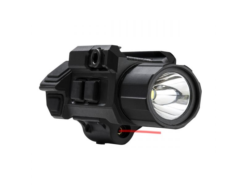 VISM Pistol Flashlight w/ Strobe And Red Laser Gen 3 CR123A Red/White 200 Lumens Black VAPFLSRV3
