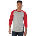 Champion Men's Raglan Baseball T-Shirt, Oxford Gray/Scarlet, Medium