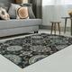 Black/Gray 96 x 0.39 in Area Rug - Winston Porter Raya Black/Beige Modern Contemporary Geometric Lattice Area Rug | 96 W x 0.39 D in | Wayfair