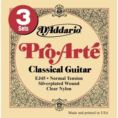 D'Addario Pro Arte EJ45 3 D Silver/Clear Normal Classical Guitar Strings