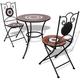 vidaXL Bistro Set - 3 Piece Outdoor Furniture Set with Ceramic Tile in Terracotta and White Design - Garden, Patio, Balcony Décor - Includes 1 Table and 2 Chairs